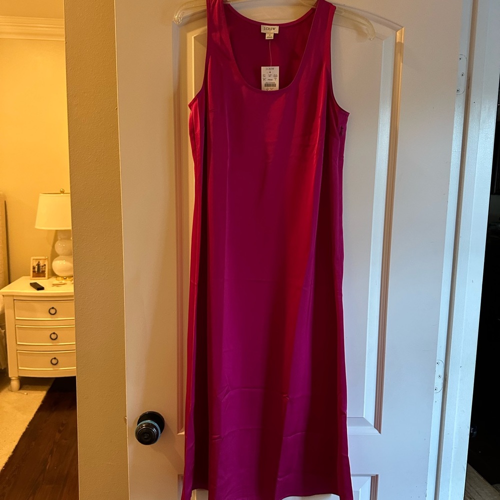 J. Crew Vibrant Pink Midi Dress